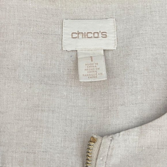 Chico's 100% Linen Zip Up Jacket, Size 1 (US M) - Picture 3 of 9